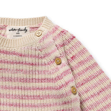 Load image into Gallery viewer, Rhubarb and Cream Organic Knitted Stripe Kimono Cardigan