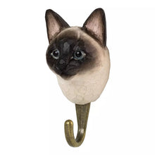 Load image into Gallery viewer, Hand Carved Siamese Cat Hook