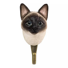 Load image into Gallery viewer, Hand Carved Siamese Cat Hook