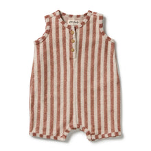 Load image into Gallery viewer, Wilson &amp; Frenchy Cherry Cola Stripe Organic Terry Growsuit