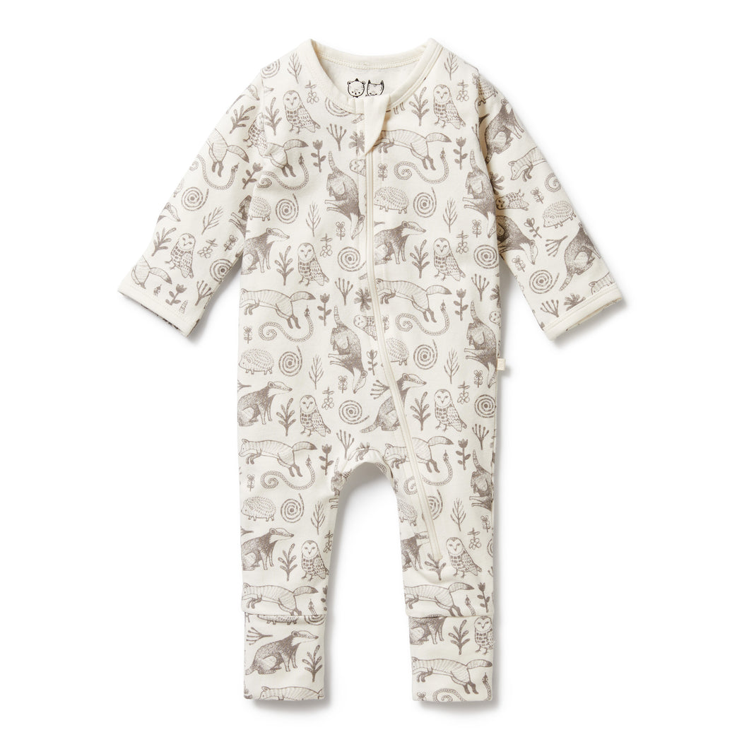 Wilson & Frenchy Tribal Woods Organic Zipsuit with feet
