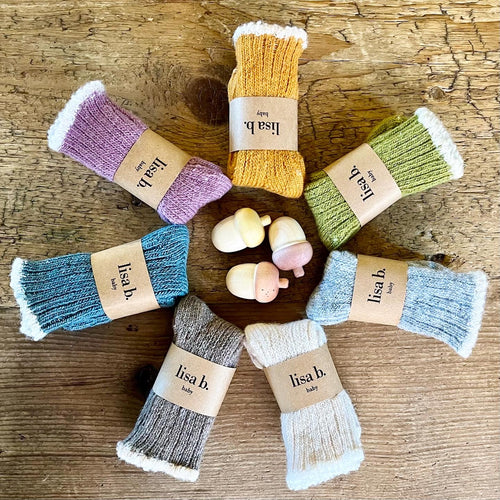 Lisa b. Baby Tipped Rib Cashmere Merino Socks