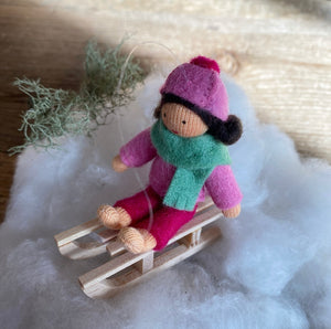 Ambrosius Hanging Sleigh Winter Doll