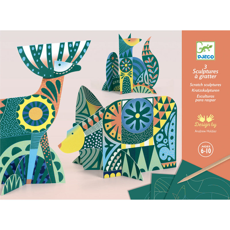 Djeco Scratch Sculptures - Animal Folk