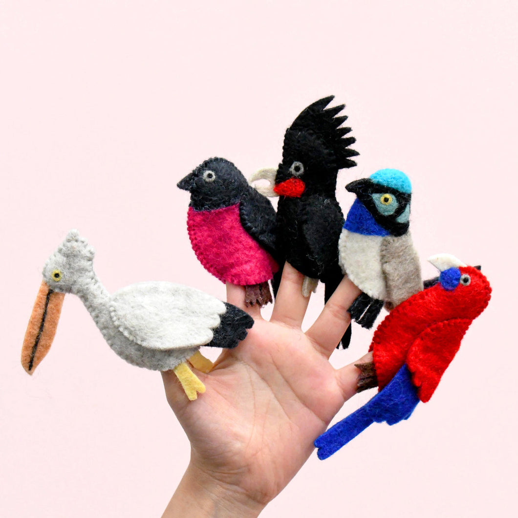 Australiana Colourful Birds Finger Puppet set