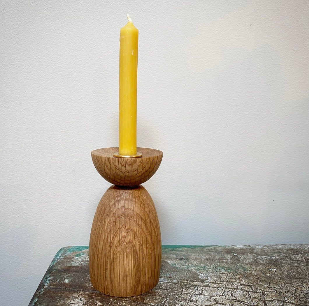 Handmade Wood & Brass Candle Holder