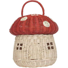 Load image into Gallery viewer, Rattan Mushroom Basket Red