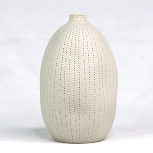 Cucumis Vase - White Pinstripe Etch, Medium