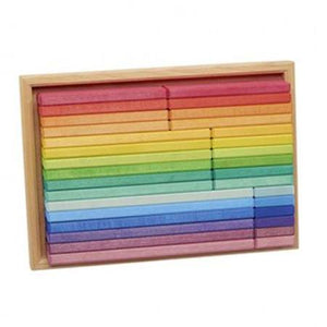 Glückskäfer Rainbow Building Slats (32 pcs) in wooden tray