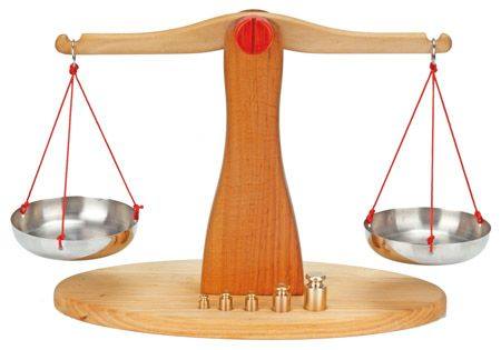 Wooden balance scales
