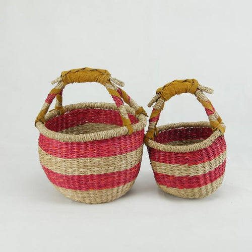 Seagrass Basket - Red/Natural Stripe