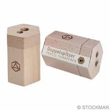Load image into Gallery viewer, Stockmar Doppelspitzer Pencil Sharpener twin hole wooden hexagonal