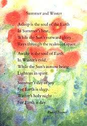 Steiner verse postcard - Summer and Winter: Asleep is the soul of the Earth