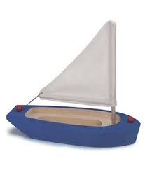 Wooden sailing boat - blue