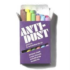 Anti-Dust School Chalk assorted pack of 12