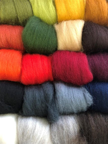 100% Corriedale Fleece - 20 assorted earthy colours 200gm
