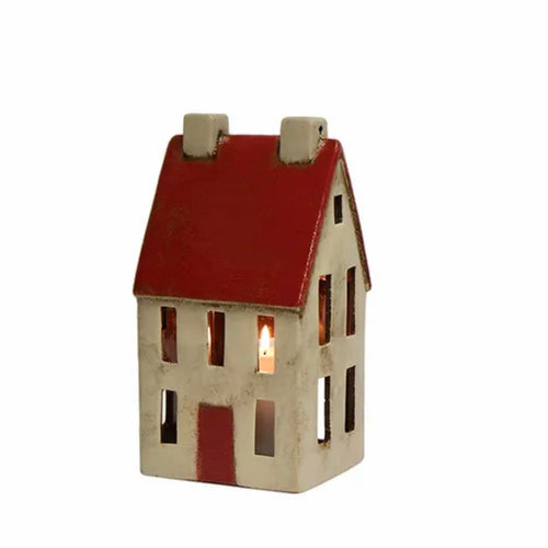 Tealight House Alsace Tall Chalet Red White