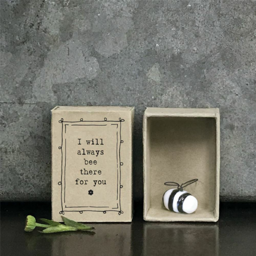 East of India Miniature porcelain bee in tiny matchbox