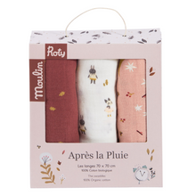 Load image into Gallery viewer, Apres la pluie set of 3 muslin squares