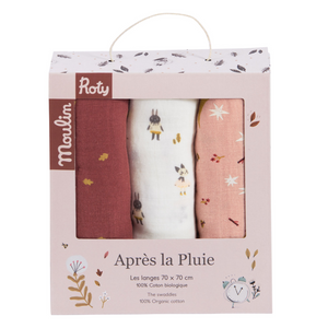 Apres la pluie set of 3 muslin squares