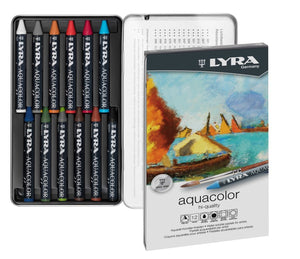 Lyra Aquacolor Watercolour Artist Crayons - 12 Colours in Tin