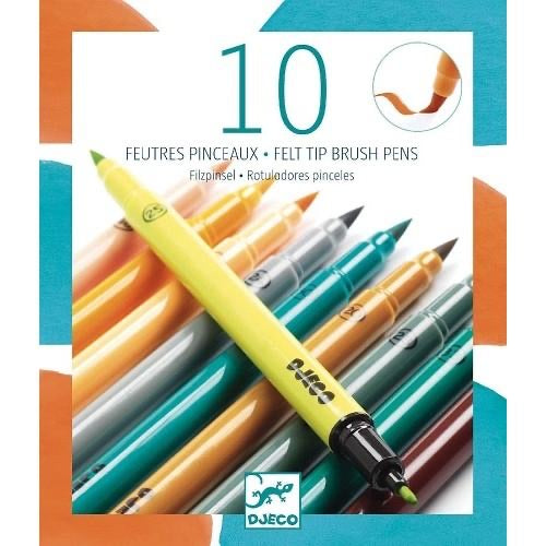 Djeco Felt Tip Brush Pens - Earth 10pk