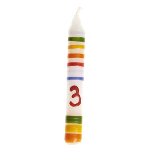 Birthday Candle - Rainbow Striped w/ number