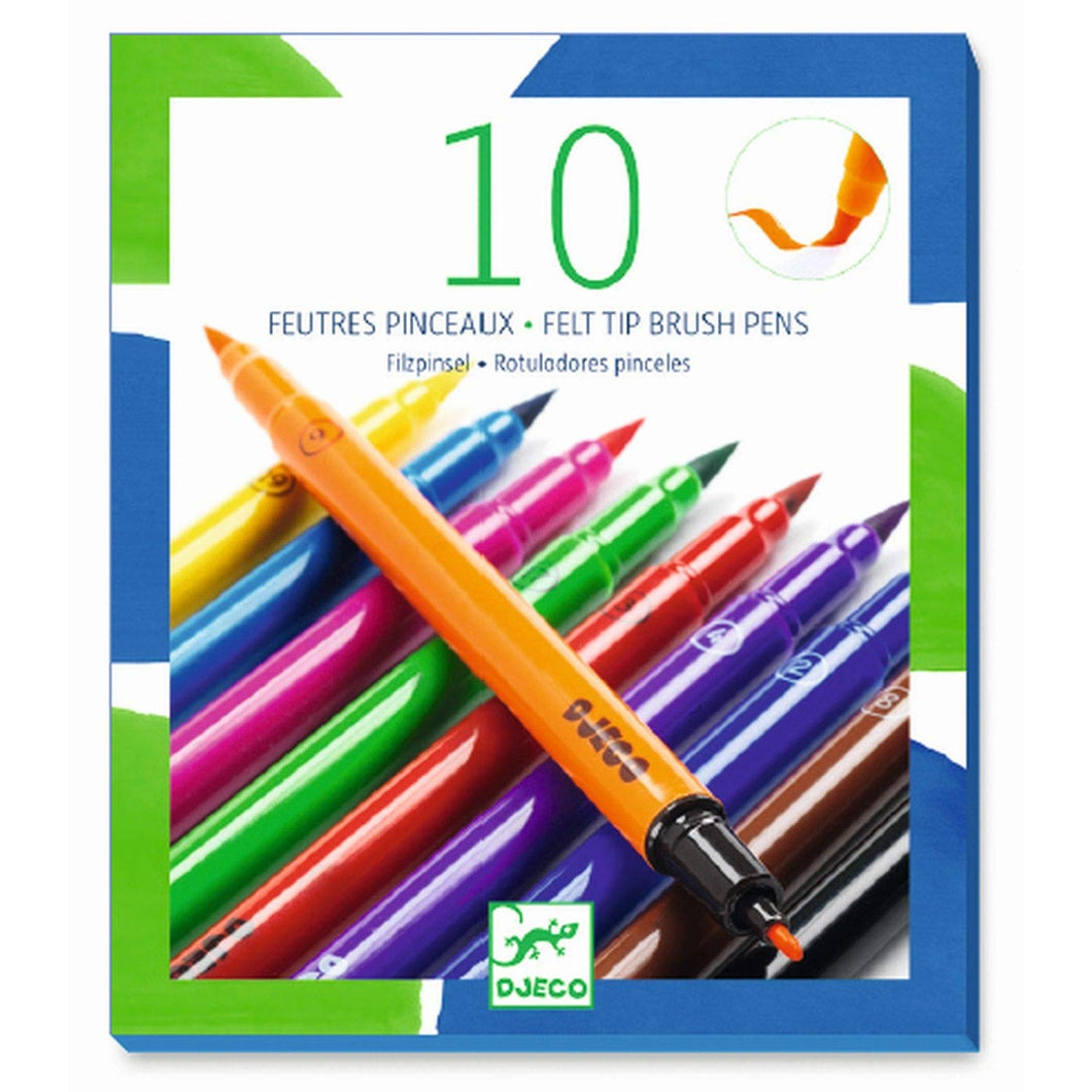 Djeco Felt Tip Brush Pens - Classic 10pk