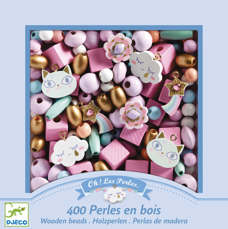 Djeco Rainbow Wooden Beads Cats