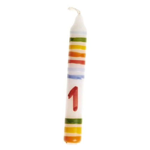 Birthday Candle - Rainbow Striped w/ number