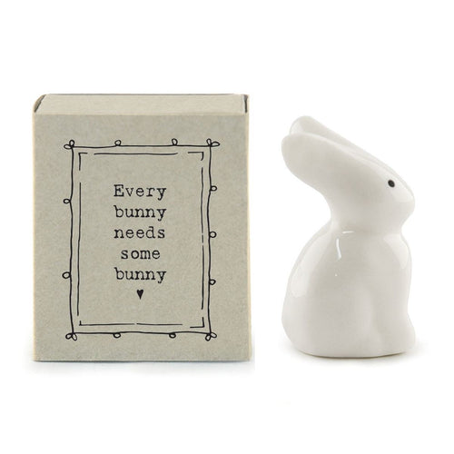 East of India Miniature porcelain bunny in tiny matchbox