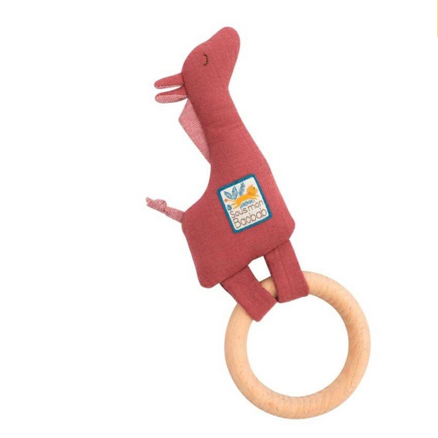 Sous Mon Baobab wooden giraffe ring rattle