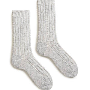 Women's wool cashmere chunky cable crew socks