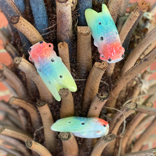 Ceramic Rainbow Cicada Ocarina