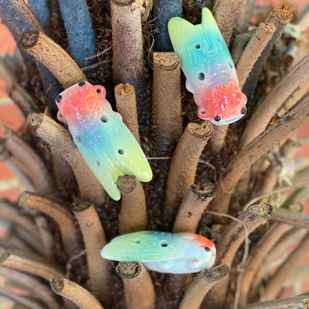 Ceramic Rainbow Cicada Ocarina