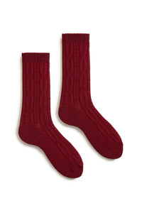 Women's wool cashmere chunky cable crew socks