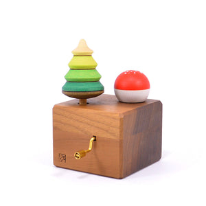Mader Music Box with Tree & Fly Agaric Spinning Tops