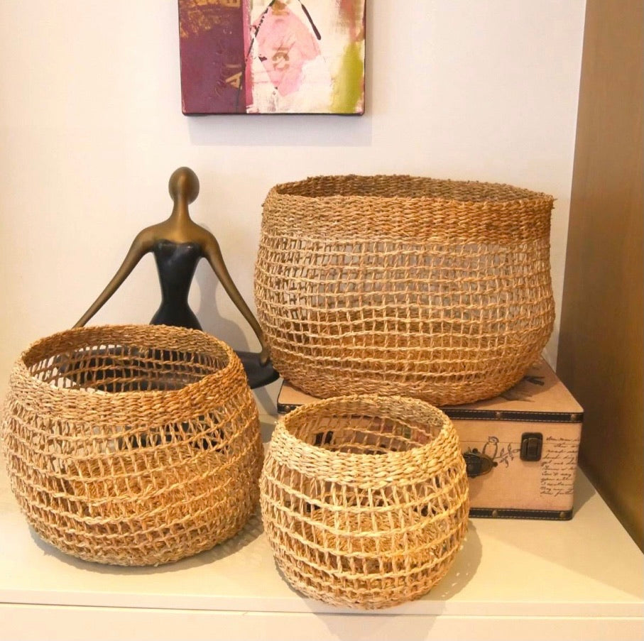 Seagrass planter basket - open weave