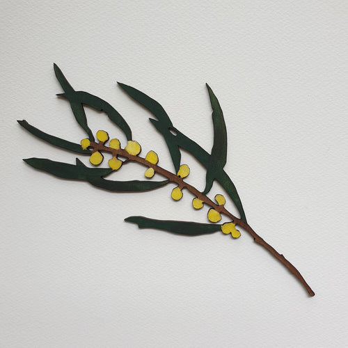 Wattle: Hand painted Timber Australian Native Flower