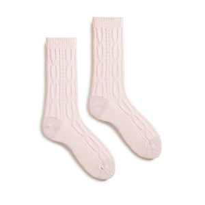 Women's wool cashmere chunky cable crew socks