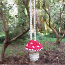 Load image into Gallery viewer, Crocheted toadstool dolly necklace