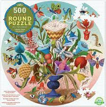 Load image into Gallery viewer, Eeboo Crazy Bug Bouquet 500 Piece Round Puzzle
