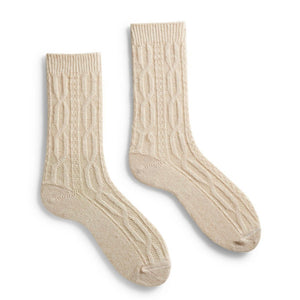 Women's wool cashmere chunky cable crew socks