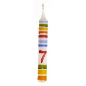 Birthday Candle - Rainbow Striped w/ number