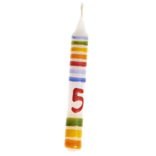 Birthday Candle - Rainbow Striped w/ number