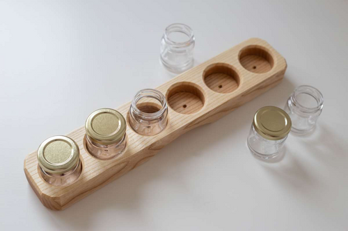 Sedulus Artisan Wooden Paint Jar Holder 6 hole with Glass Jars