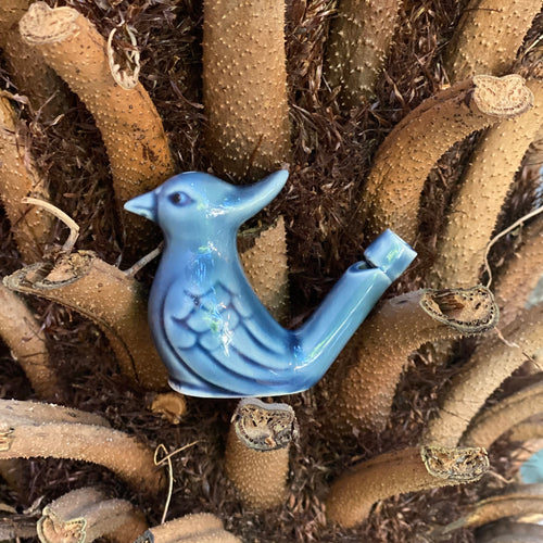 Ceramic Bird Whistle - Smokey Blue