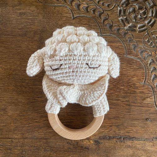 Patti Oslo Crocheted Lamb Teething Ring
