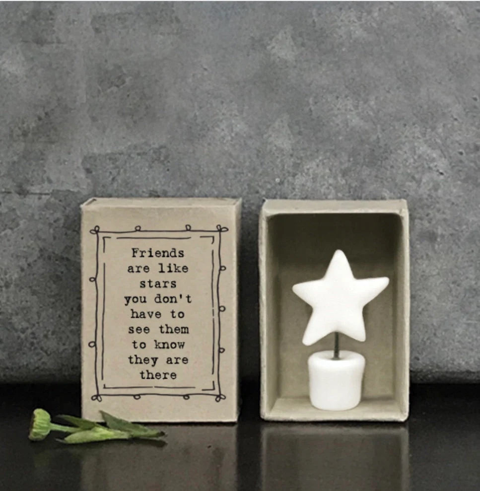East of India Miniature porcelain little standing star in tiny matchbox